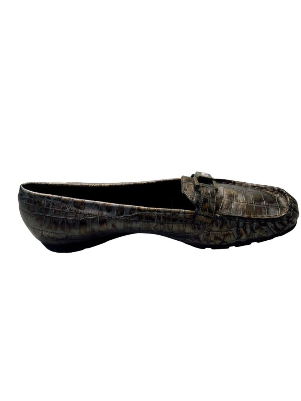 Women’s Shoes VAN ELI Bronze Leather Croc Embossed Loafers  Size 8N - Picture 7 of 12